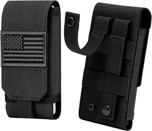 Vista 9 de Funda Táctica Molle para Teléfono, Funda de Cinturón con Asa de Bucle Resistente con Parche de Bandera para iPhone 17 Pro Max/Air/17 Pro/17/16 Pro