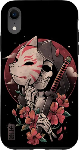 Vista 24 de iPhone 16 Death Messenger Japanese Aesthetics Grim Reaper Kitsune Mask Case
