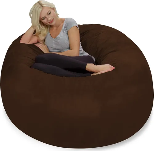 Vista 5 de Chill Sack Puf - Sillón gigante de espuma viscoelástica de 5 pies, sofá grande con funda de microfibra suave, color marrón