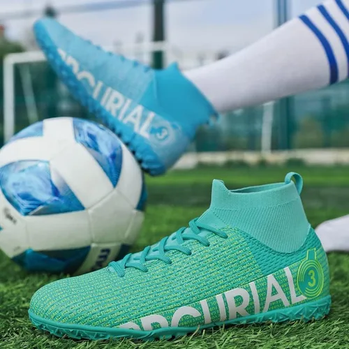 Vista 3 de Liuliuroupp Tacos de fútbol para hombre, zapatos de fútbol profesionales con picos, para interiorexteriorcompeticiónentrenamientoatlético, zapatos