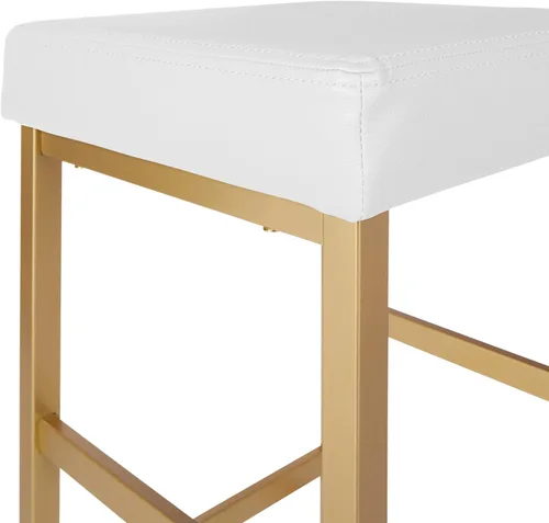 Vista 6 de OSP Home Furnishings Taburete sin respaldo con marco dorado, 30 pulgadas, blanco