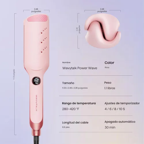 Vista 7 de Wavytalk Engarzador de cabello Power Wave, ondulador iónico para menos daño Rosa