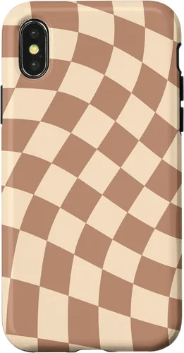 Vista 5 de iPhone 16 Brown Checkered Wavy Checkerboard Pattern Phone Case