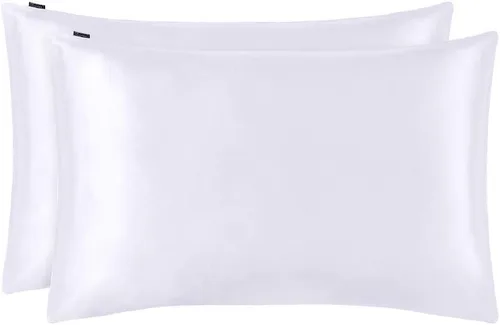 Vista 13 de LILYSILK Juego de 2 fundas de almohada de seda estándar de lujo en ambos lados Real 19 Momme Mulberry Charmeuse Negro Estándar