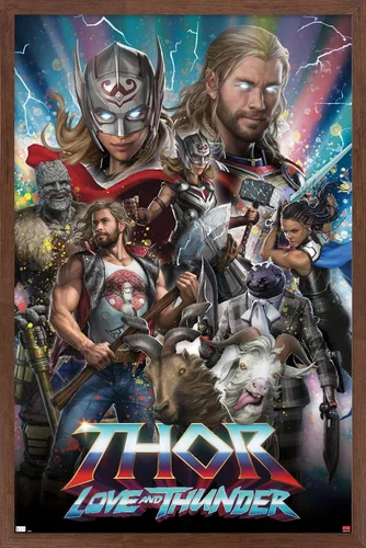 Vista 17 de Trends International Marvel Thor: Love and Thunder - Póster de pared increíble, 14.725 x 22.375 pulgadas, versión enmarcada de madera de granero