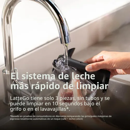 Vista 5 de Philips Máquina de café espresso totalmente automática serie 2300 con sistema de leche LatteGo y molinillo integrado, 4 preajustes de café y agua