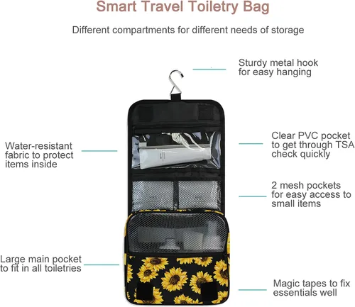 Vista 3 de senya Kit de neceser de viaje colgante, estuche de maquillaje, organizador de cosméticos para hombres y mujeres