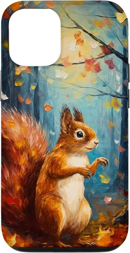 Vista 28 de Starry Night Squirrel Autumn Falling Leaves Van Gogh Style Case for iPhone 16