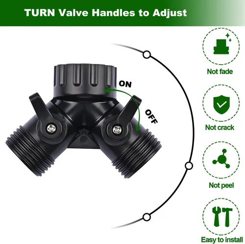 Vista 3 de Tubo de riego por goteo de 1/4 de pulgada a conector adaptador de grifo, divisor en Y de 2 vías para manguera de jardín de 3/4 pulgadas a manguera
