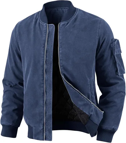 Vista 8 de Oymyakon Chaqueta bomber acolchada para hombre, lavada para otoño e invierno, cálida, chaquetas militares informales, abrigos acolchados