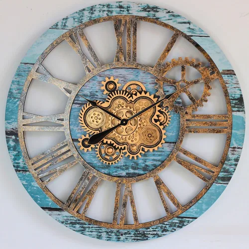 Vista 7 de ImprovingLife The Gears Clock - Reloj de pared con engranaje móvil real de 36 pulgadas, estilo vintage, industrial, de gran tamaño, rústico