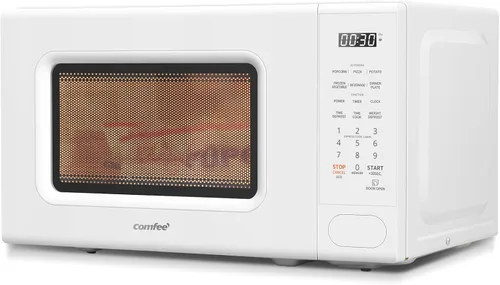 Vista 8 de COMFEE CMO-C20M1WH - Microondas retro con 11 niveles de potencia, cocción rápida de varias etapas, función de reinicio de tocadiscos, temporizador
