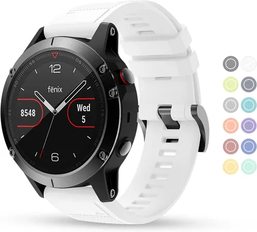 Vista 14 de Correa de reloj compatible con Fenix, correa de reloj Garmin de 0.866 in, silicona suave, repuesto para Fenix 5/5 Plus/6/6 Pro/7/Forerunner Negro