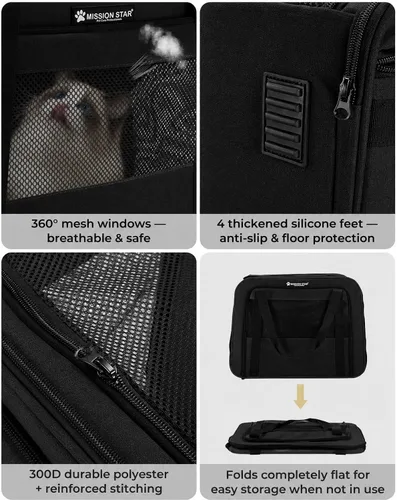 Vista 6 de Transportador suave para mascotas para gatos, perros, viajes en coche