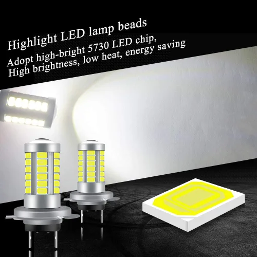 Vista 3 de Bombillas antiniebla H7 6500K de xenón blanco fresco superbrillante DRL 5730 33-SMD 12V diurnas luces antiniebla conducción DRL luces LED bombillas