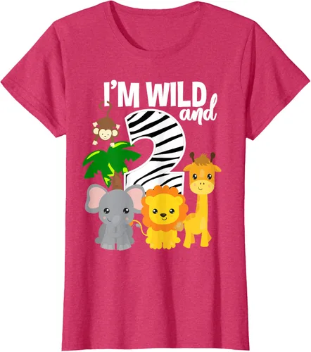 Vista 11 de Camiseta de cumpleaños con temática de zoológico de I'm Wild and 2, Negro, S