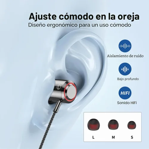 Vista 7 de Paquete de 2 auriculares con cable con micrófono, auriculares intrauditivos con cable con bloqueo de ruido y control de volumen, sonido premium