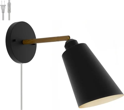 Vista 5 de NOTOC Lámpara de pared industrial ajustable retro negra, enchufable, apliques de pared basculantes con interruptor de encendido/apagado para Bronce