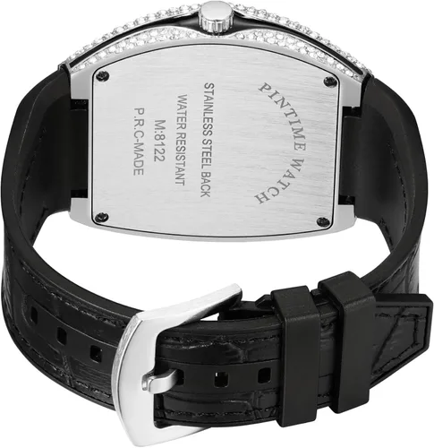 Vista 5 de Gosasa Reloj Tonneau único de moda para hombre con diamantes de imitación de cuarzo con correa de goma