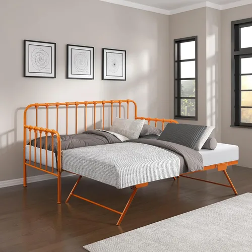 Vista 15 de Lexicon Marco de cama de metal individual, cama de plataforma con fuerte soporte de listones de metal debajo de la cama, marco de cama individual