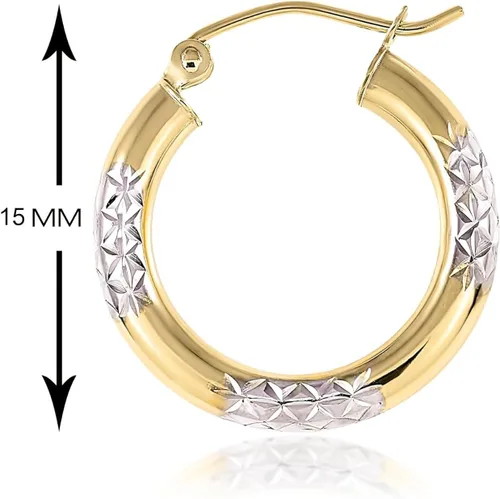 Vista 4 de Real Yellow14k Gold Hoop Earrings for Women Girls Mom Lightweight Hoops Solid Jewelry for ears Shiny & Round Original 14 Karat for Gifts