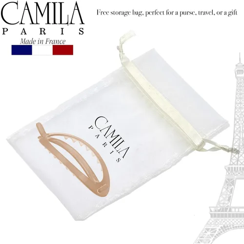 Vista 6 de Camila Paris CP2320 - Pinza de pasador de pelo francés, soporte flexible para cola de caballo sin piezas metálicas, pinzas de agarre fuerte