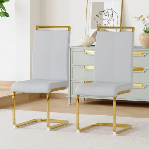 Vista 51 de gopop Juego de sillas de comedor, sillas modernas de metal con asiento acolchado de piel sintética, respaldo alto y patas cromadas resistentes, Negro