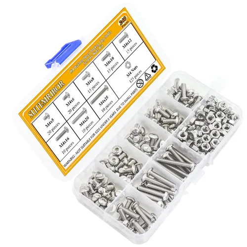Vista 7 de Kit surtido de tornillos y tuercas de cabeza hexagonal de 240 piezas de acero inoxidable M4 + llave inglesa
