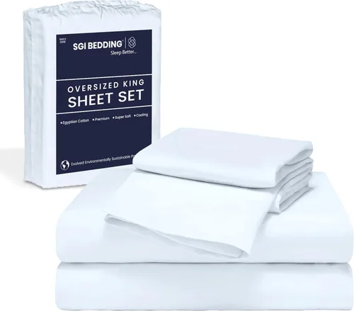 Vista 22 de SGI Bedding 108" x 108" Juego de sábanas de 4 piezas de tamaño Alaskan King de 1000 hilos 100% de algodón egipcio - Sábanas de bolsillo profundo