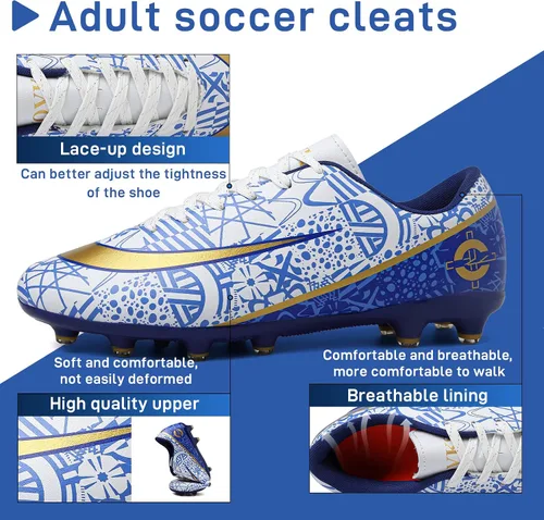 Vista 6 de GRESKY Tacos de fútbol para hombre y mujer, zapatos de fútbol para interiores y exteriores AGTF