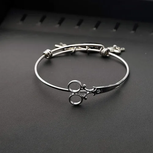 Vista 5 de HOLLP Pulsera extensible para peluquería para estilista de peluquería, regalo con texto en inglés "I Will Cut You", joyería de peluquería con peine