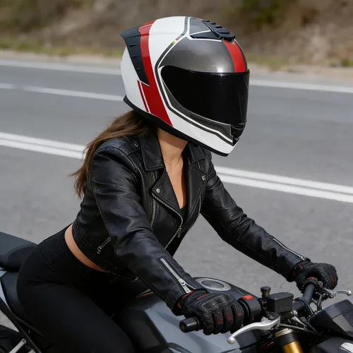 Vista 4 de Casco de motocicleta de cara completa, cascos para motocicleta de adultos, MG611, casco de motocicleta de carreras de calle con visera negra
