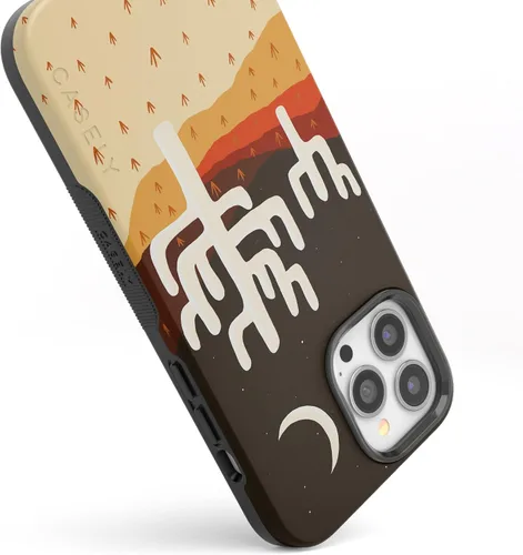 Vista 2 de Funda Casely para iPhone 14 Pro Max Compatible con MagSafe Noches del Desierto Funda Western Colorblock de Cactus y Luna