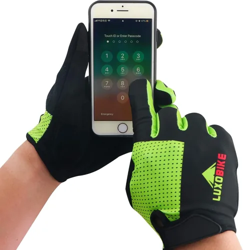 Vista 4 de LuxoBike Guantes de ciclismo para mujer, ligeros, transpirables, absorben los golpes, con pantalla táctil, guantes deportivos para hombre