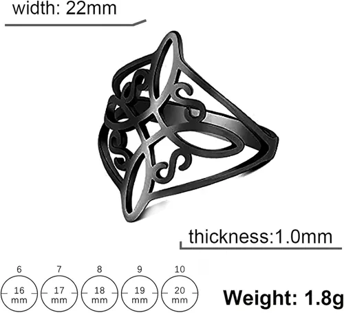 Vista 21 de UNIFT Anillo de nudo de bruja para mujer, acero inoxidable, celta, cuaternario, Wicca, estilo geométrico, anillo de nudo de brujería, amuleto