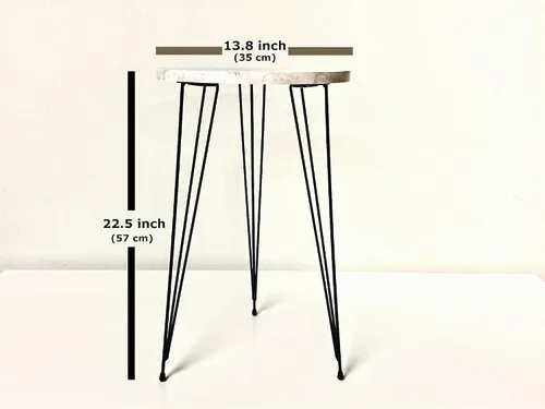 Vista 2 de Juego de 2 mesas auxiliares redondas de madera para sofá para espacios pequeños, mesita de noche con patas de metal para dormitorio, sala de estar
