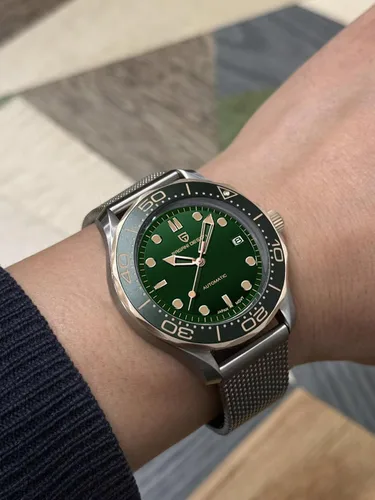 Vista 3 de Relojes automáticos de buceo Pagani Design 007-Model para hombre, movimiento NH35, materiales de acero inoxidable, bisel de cerámica giratoria