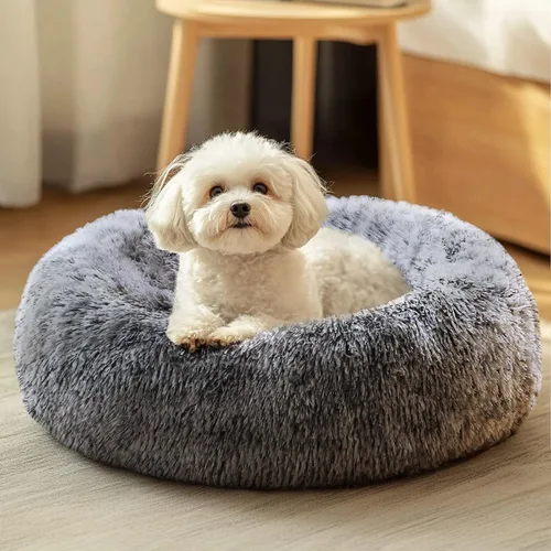 Vista 29 de JOLLYVOGUE - Cama para perros y gatos, cama relajante y antiestrés para mascotas y perros pequeños, cojín esponjoso en forma de dona para mascotas
