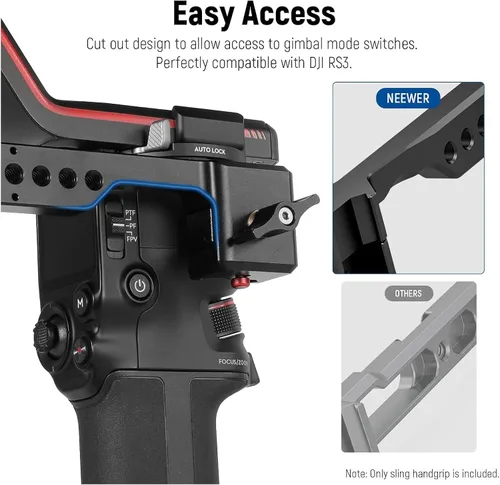 Vista 5 de NEEWER Mango de agarre de correa ajustable compatible con DJI Ronin RS4 RS3 Mini RS 3 Pro RS 2 RSC 2 estabilizador de cardán para disparos de ángulo