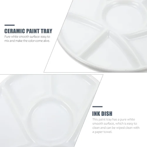 Vista 2 de EXCEART Bandeja de pintura de porcelana de cerámica Bandeja de mezcla de cerámica Placas de pintura de acuarela Bandeja de pintura de acuarela Placa