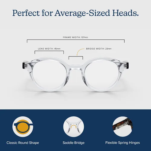 Vista 5 de eyebobs - Fiesta de TV Gafas de lectura prémium para hombres y mujeres Marco redondo para caras promedio Disponible en 0.0x - 4.0x