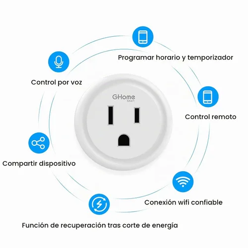 Vista 6 de GHome Smart Mini enchufe Wi-Fi, toma Wi-Fi inteligente para el hogar compatible con Alexa, Google Home e IFTTT, no requiere concentrador