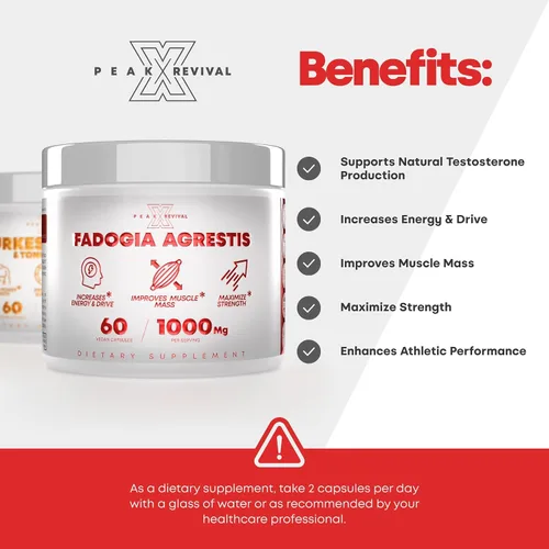 Vista 2 de Peak Revival-X Fadogia Agrestis 1000mg por porción Suplemento - Extracto potente para aumentar la energía, el rendimiento atlético y la masa