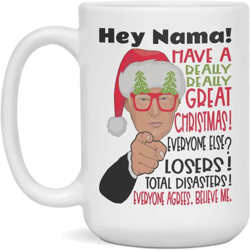 Vista 3 de Santa Trump Coffee Mug For Nama, Trump Christmas Mug for Nama, 11-Ounce White