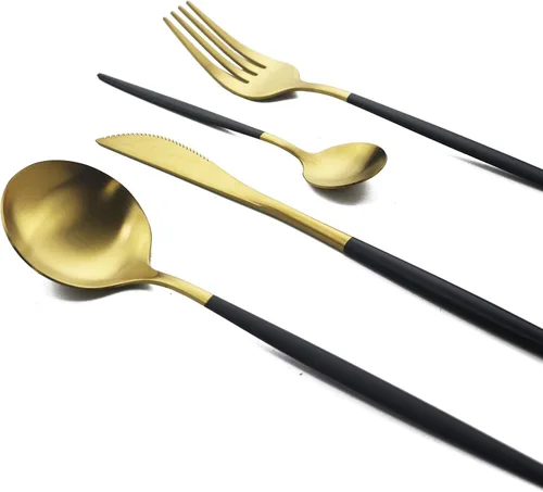 Vista 21 de JASHII Juego de cubiertos de acero inoxidable de 24 piezas, juego de cubiertos de servicio para 6, utensilios para cocina, aptos para lavavajillas