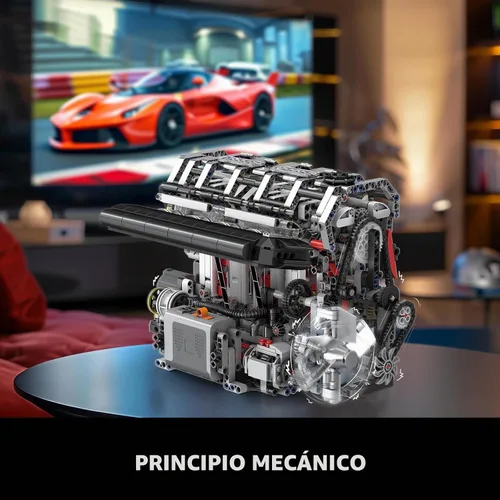 Vista 5 de JMBricklayer Juego de bloques de construcción de motor L4 para adultos, kits de motor técnico eléctrico con motor, kit de construcción de motor a