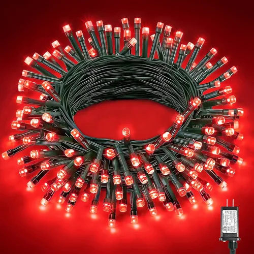 Vista 37 de Tira de luces LED de Navidad de 40 pies para exteriores, luces rojas y blancas de Navidad impermeables, 8 modos y temporizador, luces de árbol