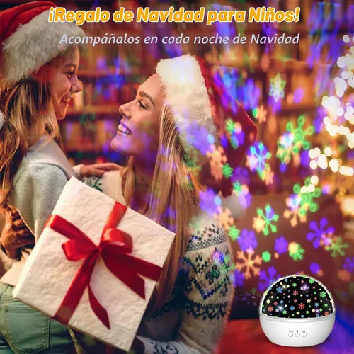 Vista 5 de Proyector de luces de copo de nieve de Navidad para interiores Luz nocturna de nieve y proyector de estrellas para niños Luz nocturna de Navidad
