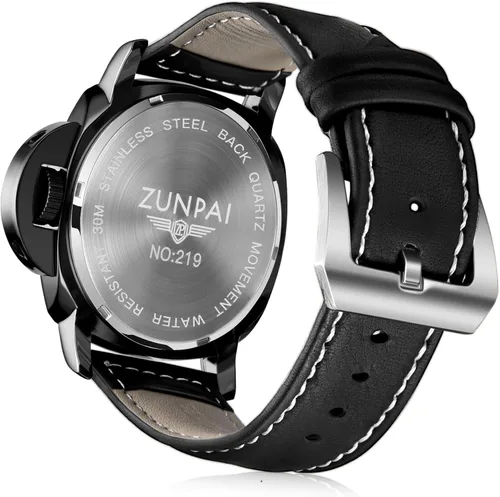 Vista 8 de senstone Reloj de cuarzo de moda, correa de cuero, resistente al agua, reloj de pulsera unisex