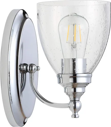 Vista 11 de JONATHAN Y Lámpara de pared LED cromada de 5.5 pulgadas, cableado para baño, pantalla de vidrio transparente con semillas, iluminación de pasillo